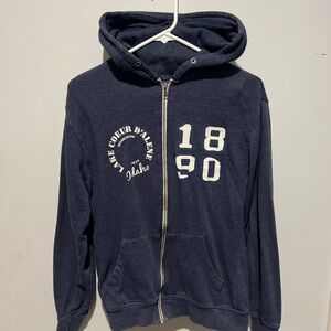 Navy Blue Graphic Zip-Up Hoodie